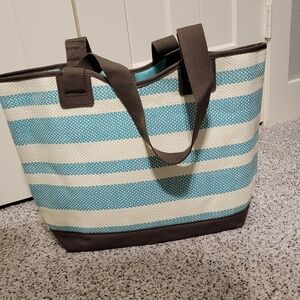 Thirty-One Blue and Cream Striped Tote. Never Used.